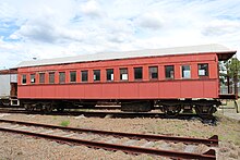 An end platform car of an American Suburban carriage stock stored at Broadmeadow Loco Depot. HFA 1032.JPG