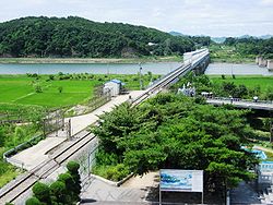 Rail line crossing the Imjin River