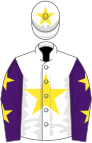 White, Yellow star, Purple sleeves, Yellow stars, White cap, Yellow star