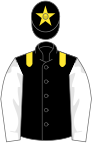 Black, yellow epaulets, white sleeves, black cap, yellow star