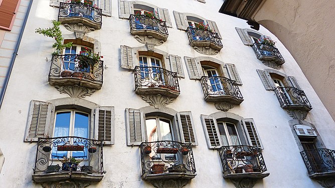 Decorative windows in Sion, Switzerland