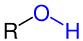 de: Allgemeine Struktur von Alkoholen; en: General structure of alcohols