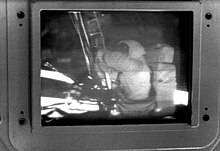 The original slow-scan television signal from the Apollo TV camera, photographed at Honeysuckle Creek on July 21, 1969 Apollo11TV5.jpg