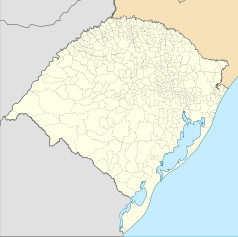 Mapa konturowa Rio Grande do Sul, u góry nieco na prawo znajduje się punkt z opisem „Archikatedra Objawienia Matki Boskiej w Passo Fundo”