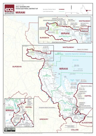 <span class="mw-page-title-main">Electoral district of Mirani</span> State electoral district of Queensland, Australia