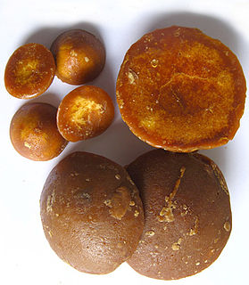 Coconut sugar Palm sugar produced from the sap of the flower bud stem of the coconut palm