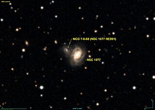 <span class="mw-page-title-main">NGC 1077</span> Galaxy in the constellation Perseus