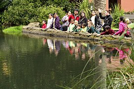 Tour group at one of the exhibits.