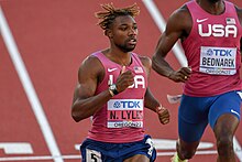 Lyles at the 2022 World Athletics Championships held in Eugene Noah Lyles2 Oregon 2022.jpg