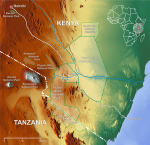 Lage des Amboseli-Nationalparks in Kenia