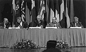 Persconferentie in het MECC na de Eurotop van 1991