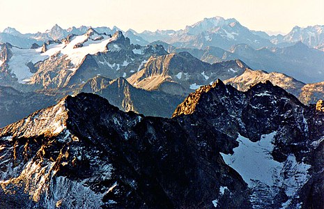 Sandalee Glacier and McGregor in upper left (Mount Benzarino in lower half of frame)