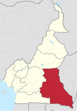 Location of East Region within Cameroon