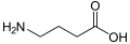 de: Struktur von gamma-Aminobuttersäure (GABA); en: Structure of gamma-aminobutyric acid (GABA)