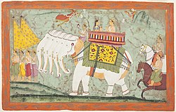 Ayravata və onun üzərindəki İndra. XVII əsrin sonlarına aid rəsm əsəri.