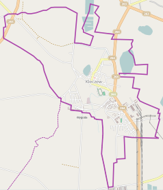 Mapa konturowa Kleczewa, na dole po prawej znajduje się punkt z opisem „Białobród-Kolonia”