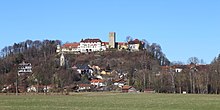 The castle with part of the village