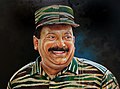 Velupillai Prabhakaran in 2019 (Olieverfschiderij: Rajasekharan Parameswaran) geboren op 26 november 1954