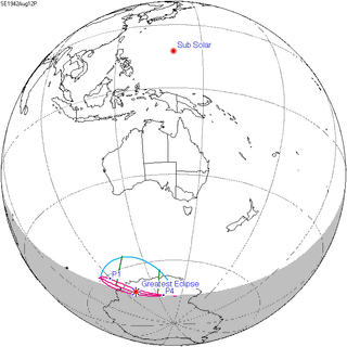 <span class="mw-page-title-main">Solar eclipse of August 12, 1942</span> 20th-century partial solar eclipse