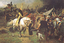 Walter Dodde i els camperols Bergische a la batalla de Worringen de Peter Janssen el Vell (1893)