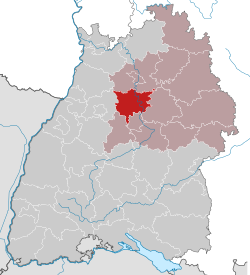 Elhelyezkedése Baden-Württemberg térképén