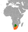 Location map for Botswana and South Africa.