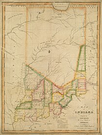 A crude map of Indiana with only a handful of southern counties delineated