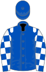 Royal blue, white epaulets, checked sleeves