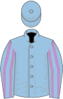 Light blue, mauve striped sleeves