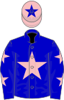 Blue, pink star and stars on sleeves, pink cap, blue star