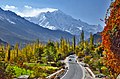 The 7,788-metre-tall (25,551 ft) Rakaposhi mountain towers over Nagar valley