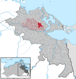 Elhelyezkedése Mecklenburg-Elő-Pomeránia térképén