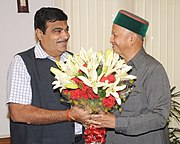 The Chief Minister of Himachal Pradesh, Shri Virbhadra Singh meeting the Union Minister for Road Transport & Highways and Shipping, Shri Nitin Gadkari, in New Delhi on 1 August 2014