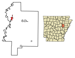 Location of Augusta in Woodruff County, Arkansas.