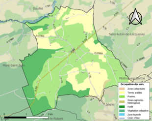 Carte en couleurs présentant l'occupation des sols.