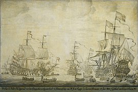 The Four Days' Battle Council on board the "Zeven Provincien", the flagship of Admiral de Ruyter, 10 June 1666, by Villem van de Velde the elder, 1693.