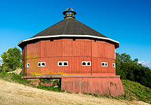 The historic Fountaingrove Round Barn, previously found at the southwestern base of Fountaingrove, was lost to fire in 2017. Fountaingrove Round Barn.jpg