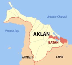 Map of Aklan with Batan highlighted