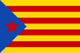 Old type of blue estelada with red star. Used by the Socors Català