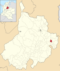 Location of the municipality and town of Málaga, Santander in the Santander Department of Colombia.