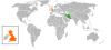 Location map for Iran and the United Kingdom.