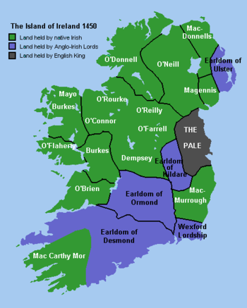 Irish landholdings in 1450 Ireland 1450.png