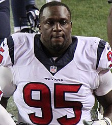 Powe with the Texans in 2014 Jerrell Powe 2014.JPG