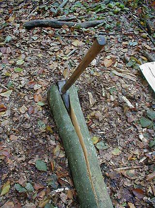 <span class="mw-page-title-main">Wood splitting</span> Process of cleaving wood into lumber along the grain