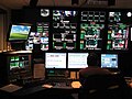 Fox Business Network's Master Control with lights off