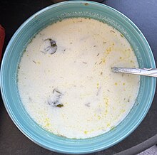 Spas is an Armenian matzoon soup made with wheat berrys and a variety of herbs Armenian Spas Soup.jpg