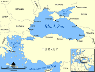 <span class="mw-page-title-main">Black Sea</span> Eurasian sea northeast of the Mediterranean