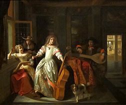 Pieter de Hooch, Une conversation musicale, 1674