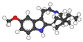 Diagram of Ibogaine using balls and sticks.