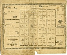 Map of Lewisburg in 1825 showing the North Property.